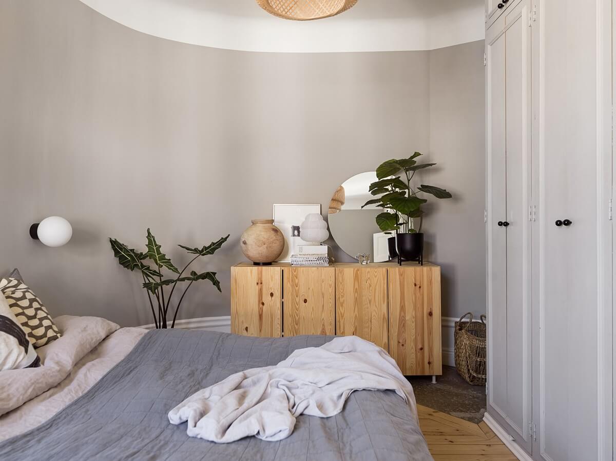 A Gray Stockholm Apartment with a Black Kitchen 12 light gray bedroom with ikea ivar cabinets nordroom