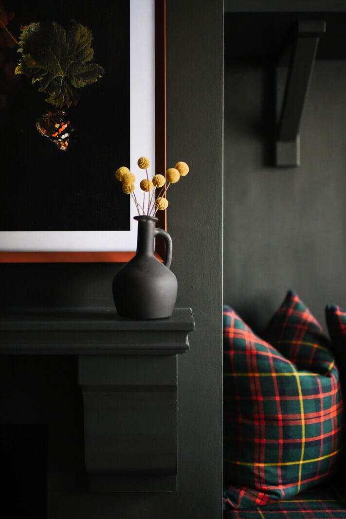A Rich Color Palette in a Historic English Home 9 living room fireplace detail