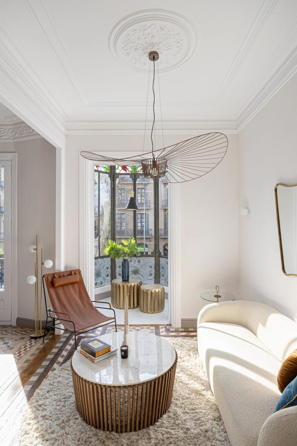 A Renovated Modernist Apartment in Barcelona 3 living room historic details barcelona apartment nordroom
