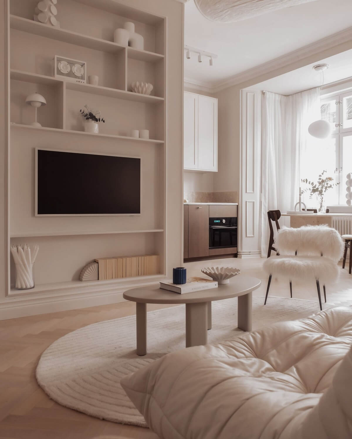 A Serene and Luxurious Apartment in Stockholm 5 living room shelves