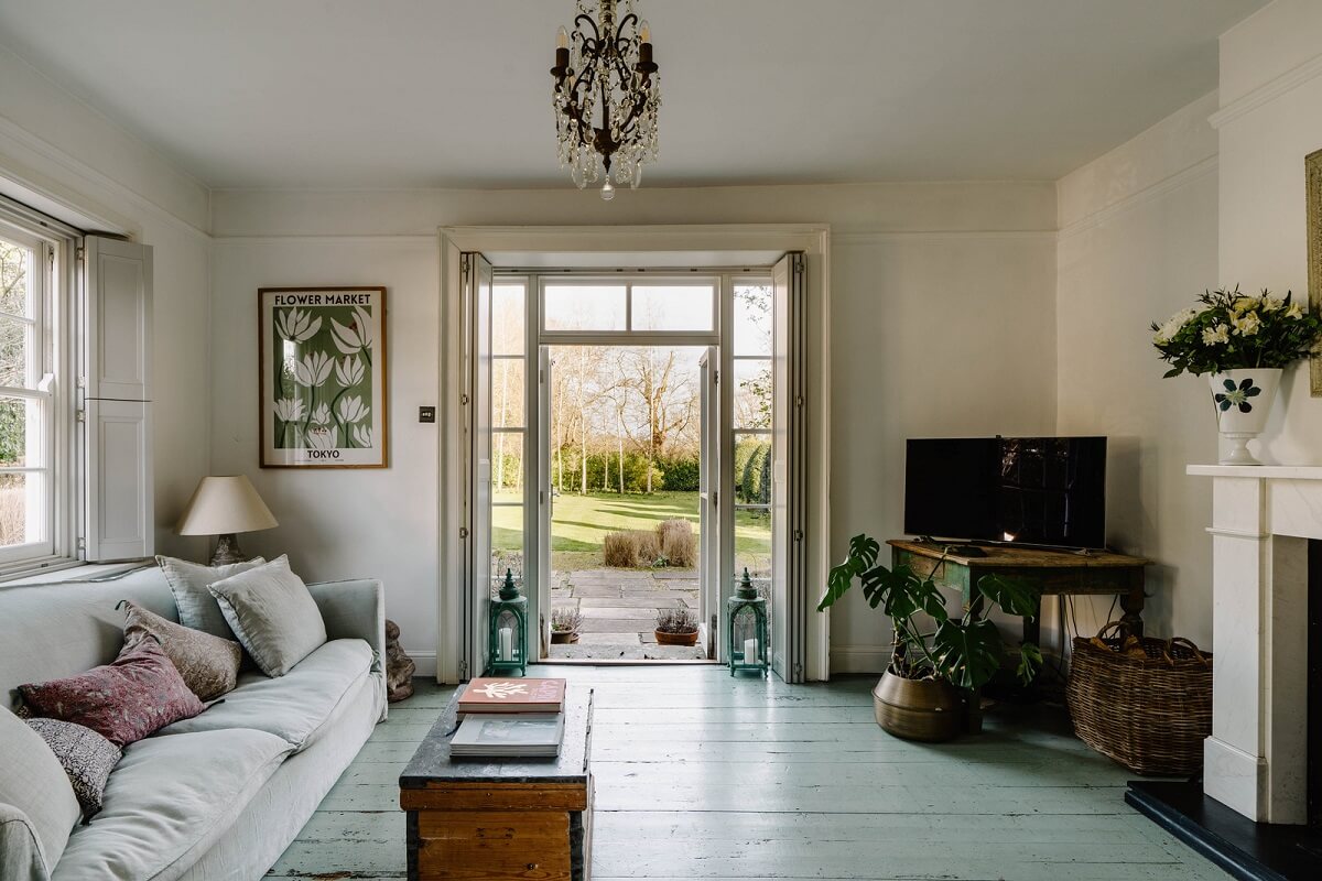 An 18th-Century Historic House with an Amazing Kitchen 13 living room with garden access