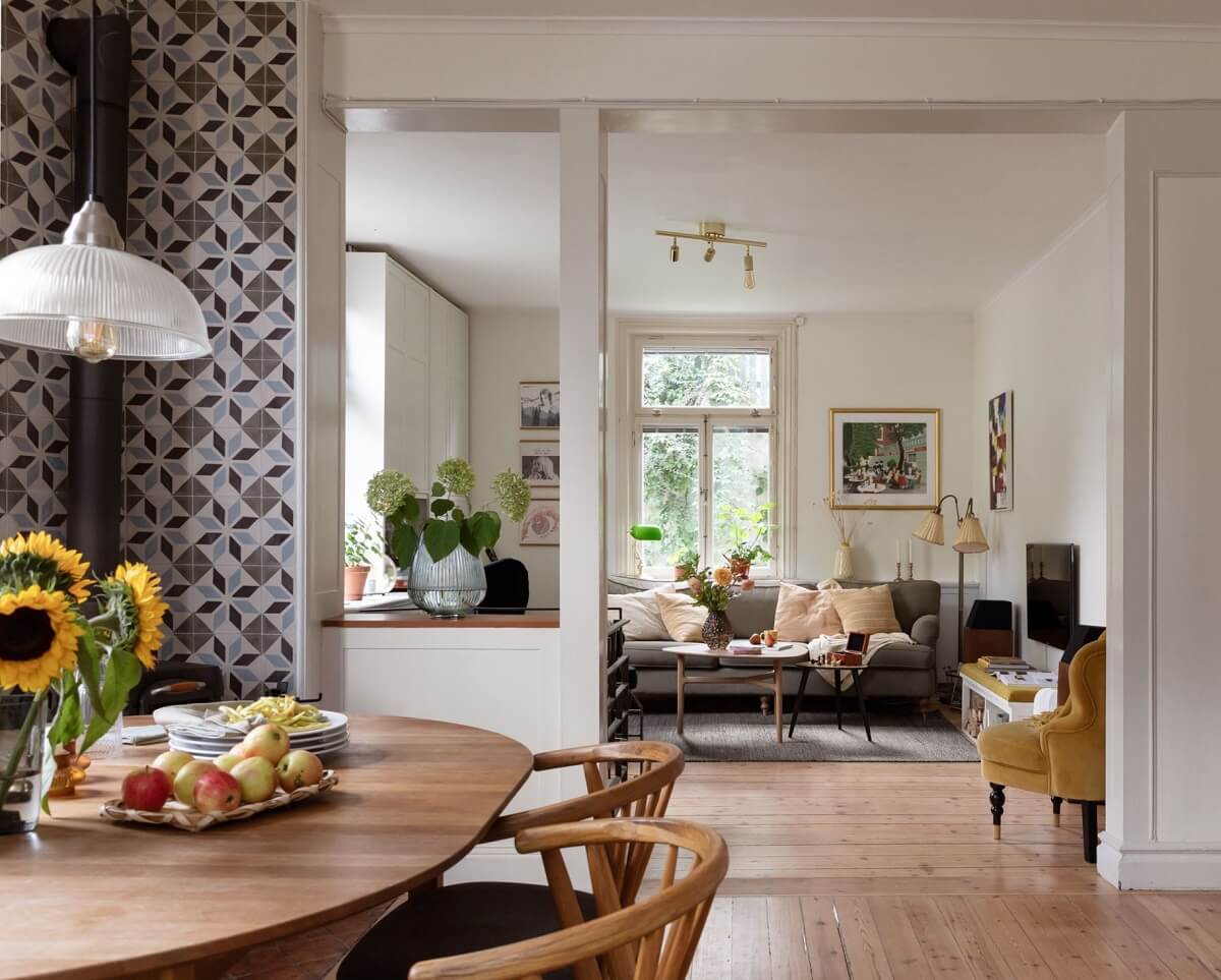 A Swedish Duplex with a Unique Wood and Pastel Colored Kitchen 8 living space