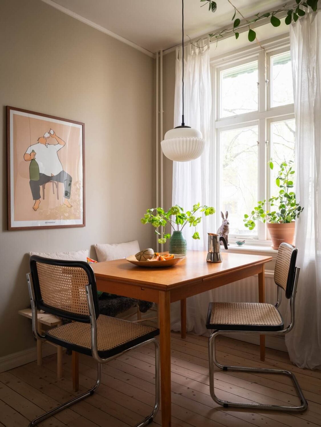 Original Details in a Light-Filled Swedish Apartment 7 midcentury kitchen dining table nordroom