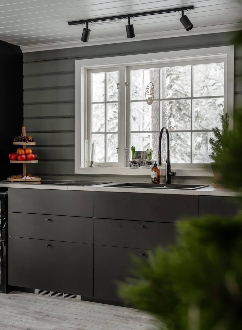 A Gray Swedish Log House Decorated for Christmas 10 modern gray kitchen log house nordroom