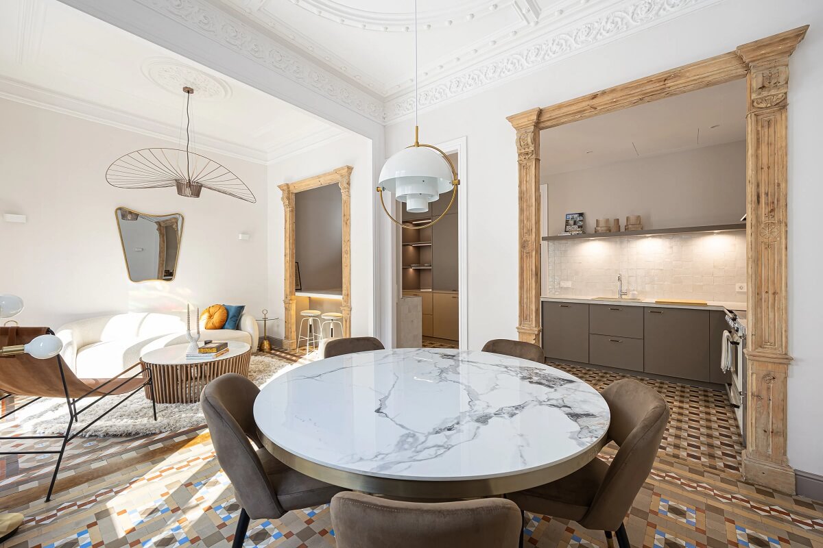 A Renovated Modernist Apartment in Barcelona 6 open plan living room kitchen barcelona apartment nordroom