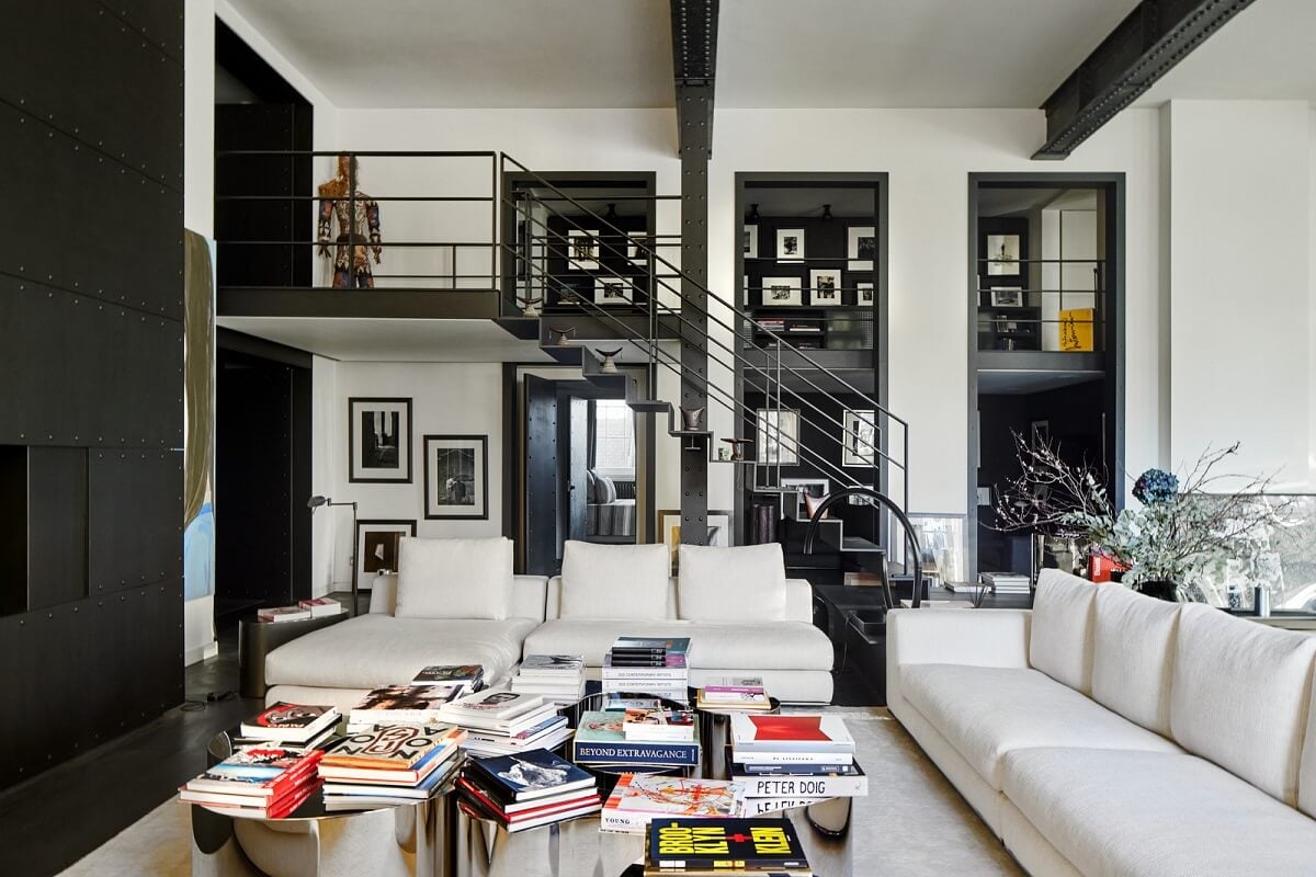 A Monochrome London Loft Filled with Art 4 open plan living space monochrome loft apartment london nordroom