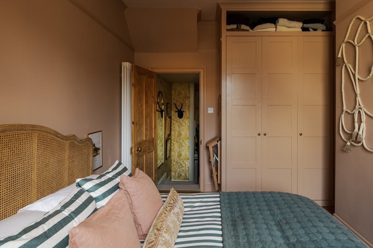 A Rich Color Palette in a Historic English Home 20 pink bedroom with wardrobe