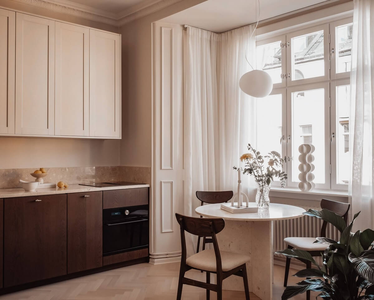 A Serene and Luxurious Apartment in Stockholm 7 scandi kitchen with table