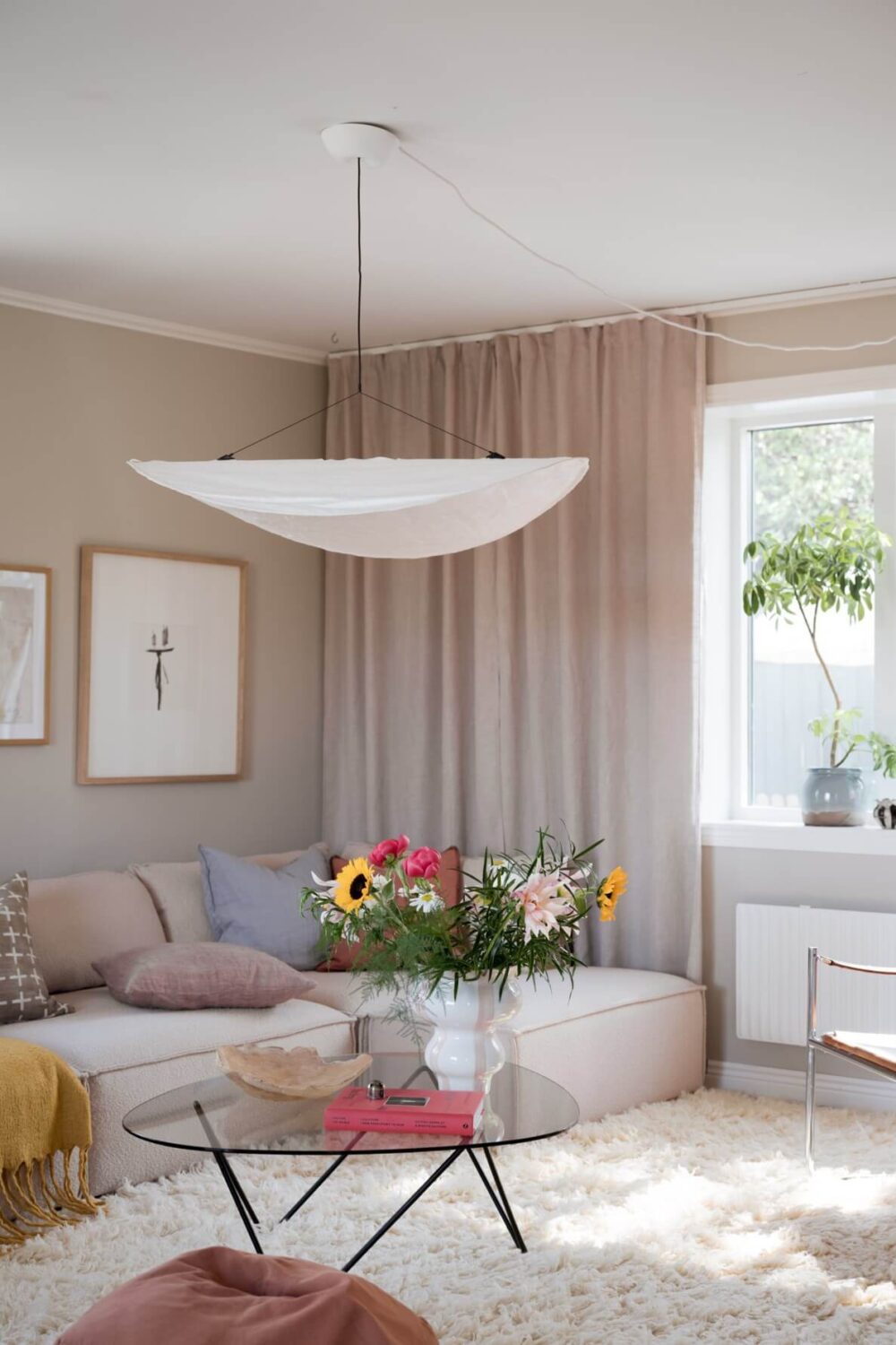 A Pink Swedish House with a Lovely Garden 2 scandi living room