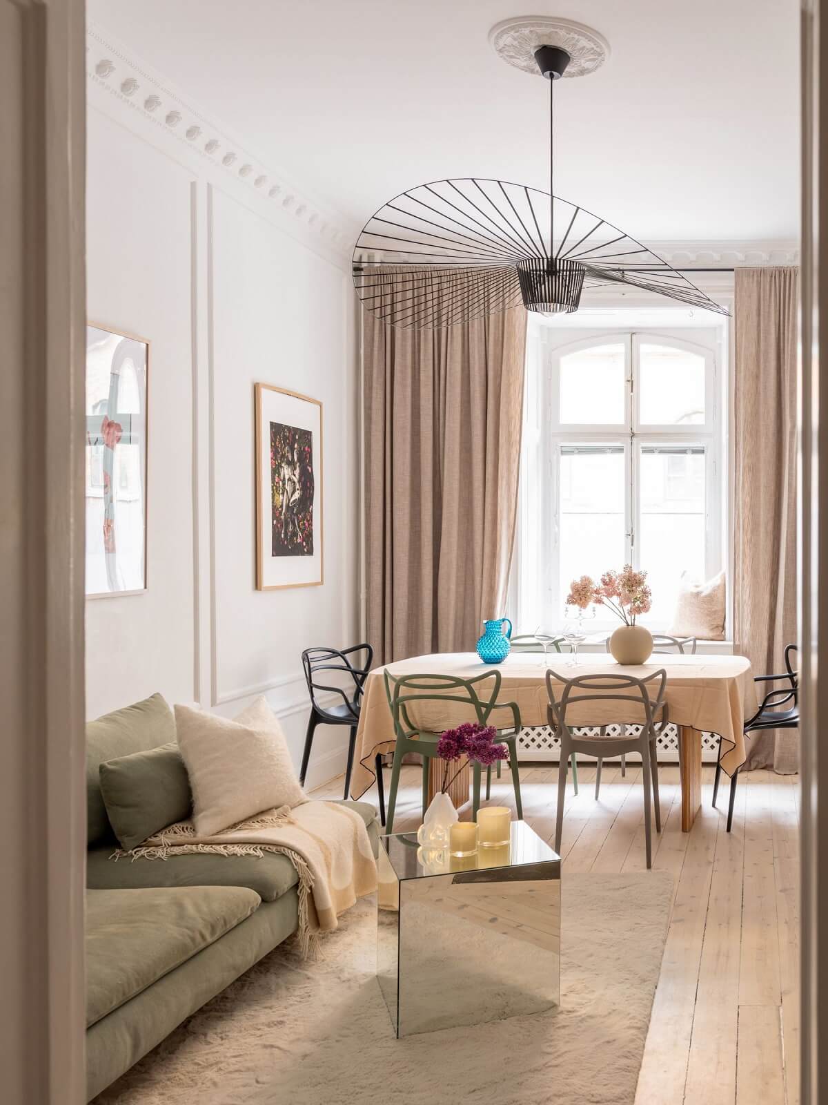 scandinavian living room with green ikea sofa nordroom