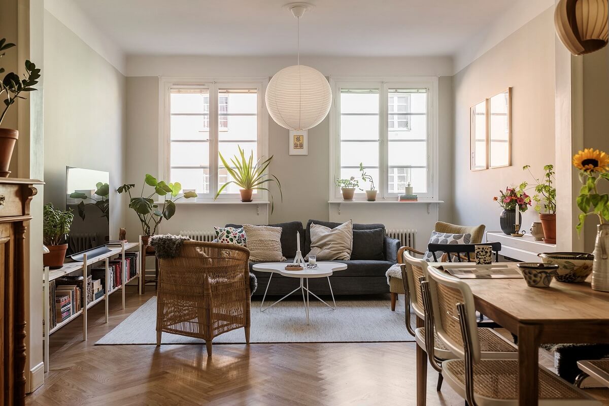 A Small Renovated 1920s Apartment in Stockholm 1 scandinavian living room