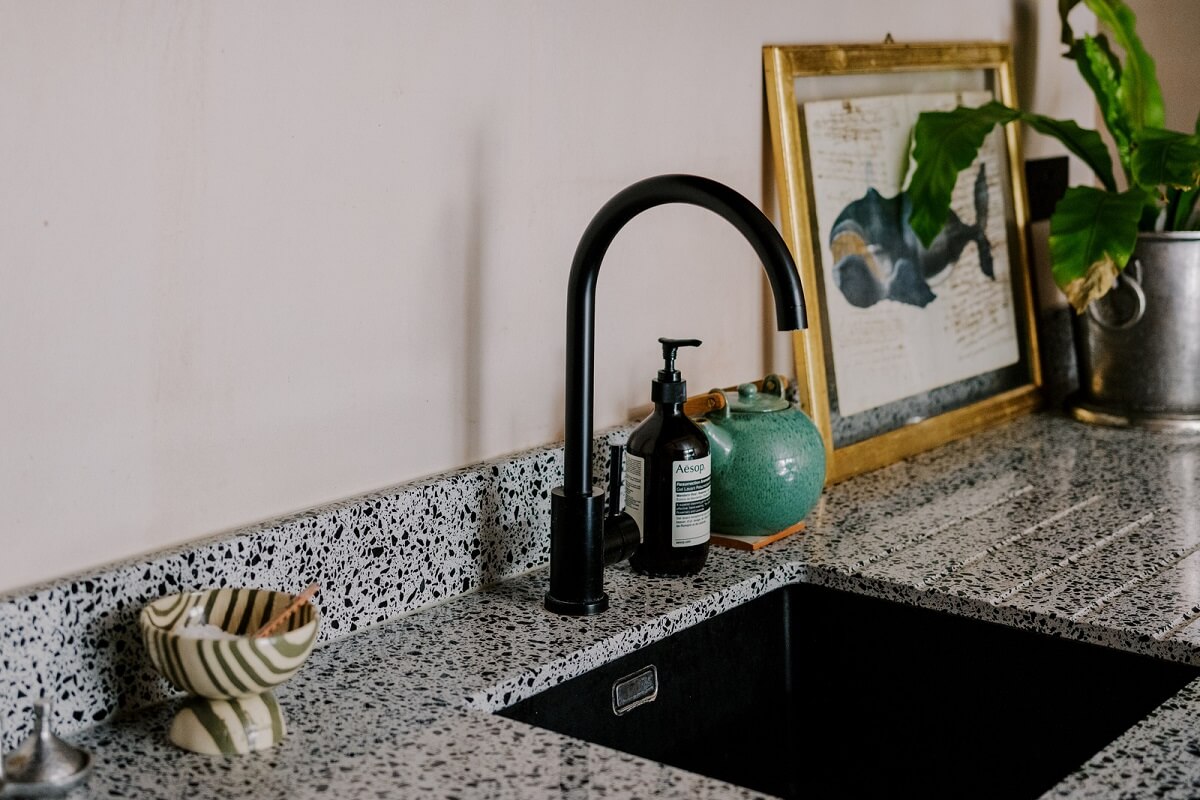 Warm Color Tones in a London Apartment with a Garden 5 sink detail