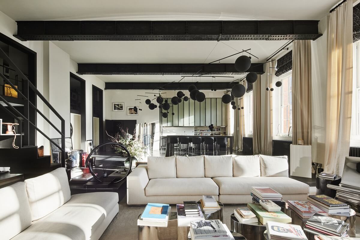 A Monochrome London Loft Filled with Art 3 sitting room monochrome loft apartment london nordroom