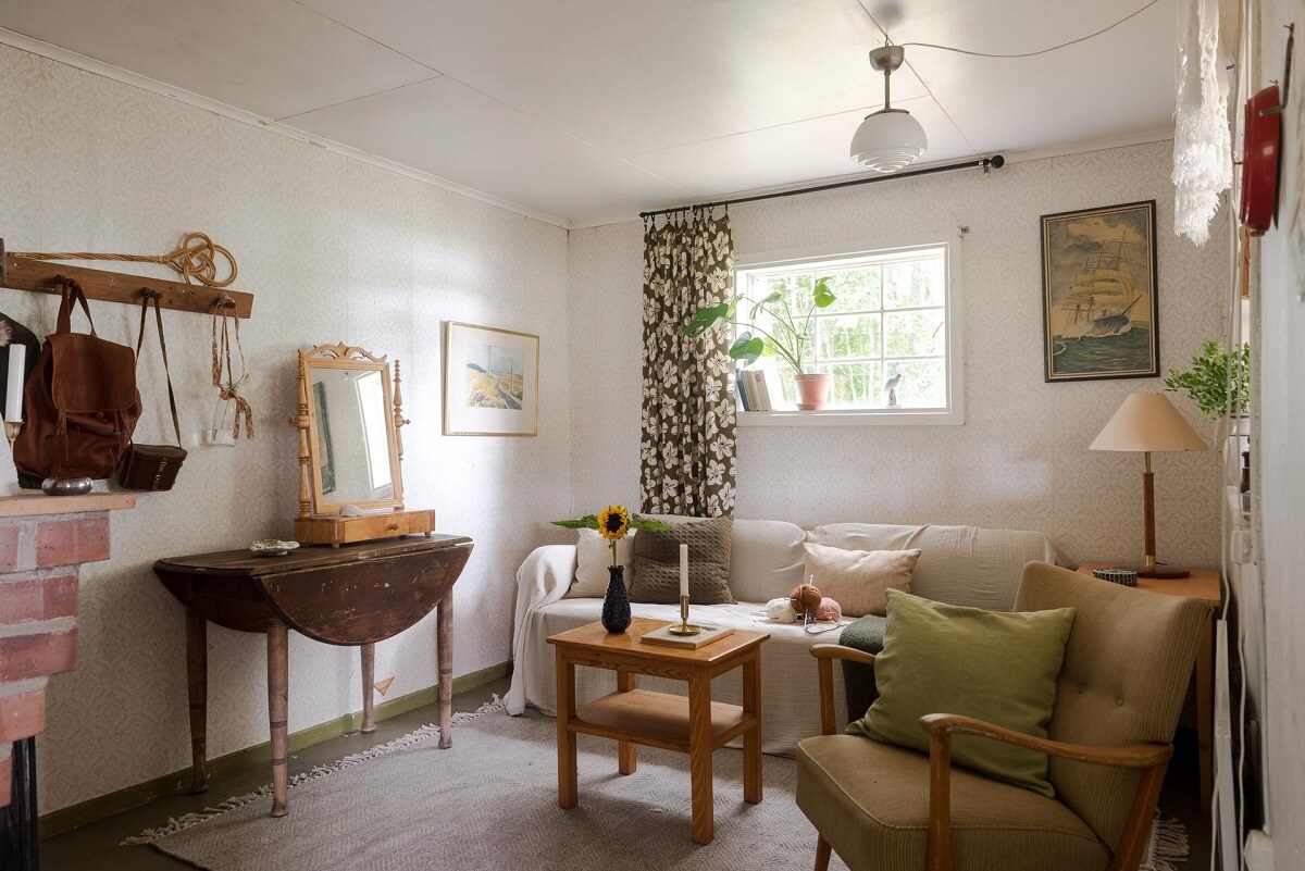 A Traditional Summer House Cabin in Sweden 11 sitting room traditional wooden summer cottage sweden nordroom