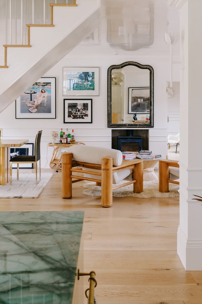 A White English House with a Beautiful Open-Plan Kitchen 9 sitting room with large mirror
