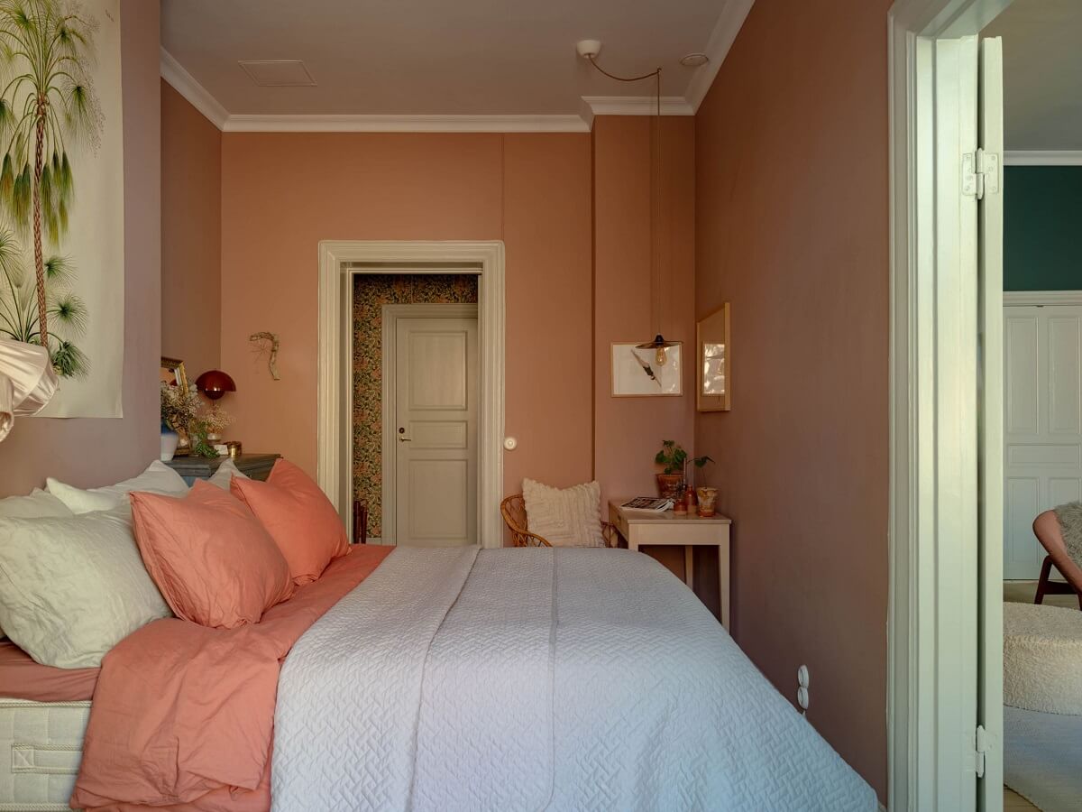 Light and Dark Tones in a Stunning Apartment 12 soft pink bedroom