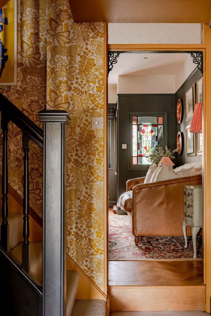 A Rich Color Palette in a Historic English Home 7 staircase