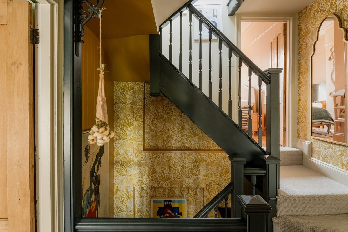 A Rich Color Palette in a Historic English Home 16 stairs