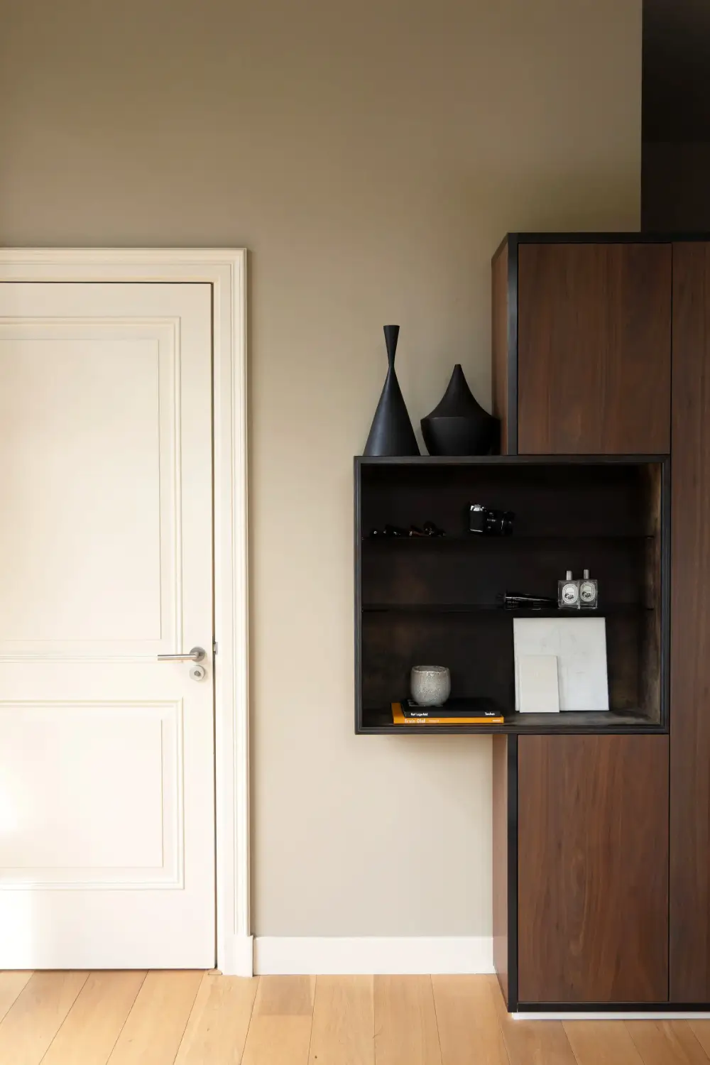 A Warm Atmosphere in a Historic Dutch Villa 20 steel-wood-wardrobe-open-cabinet