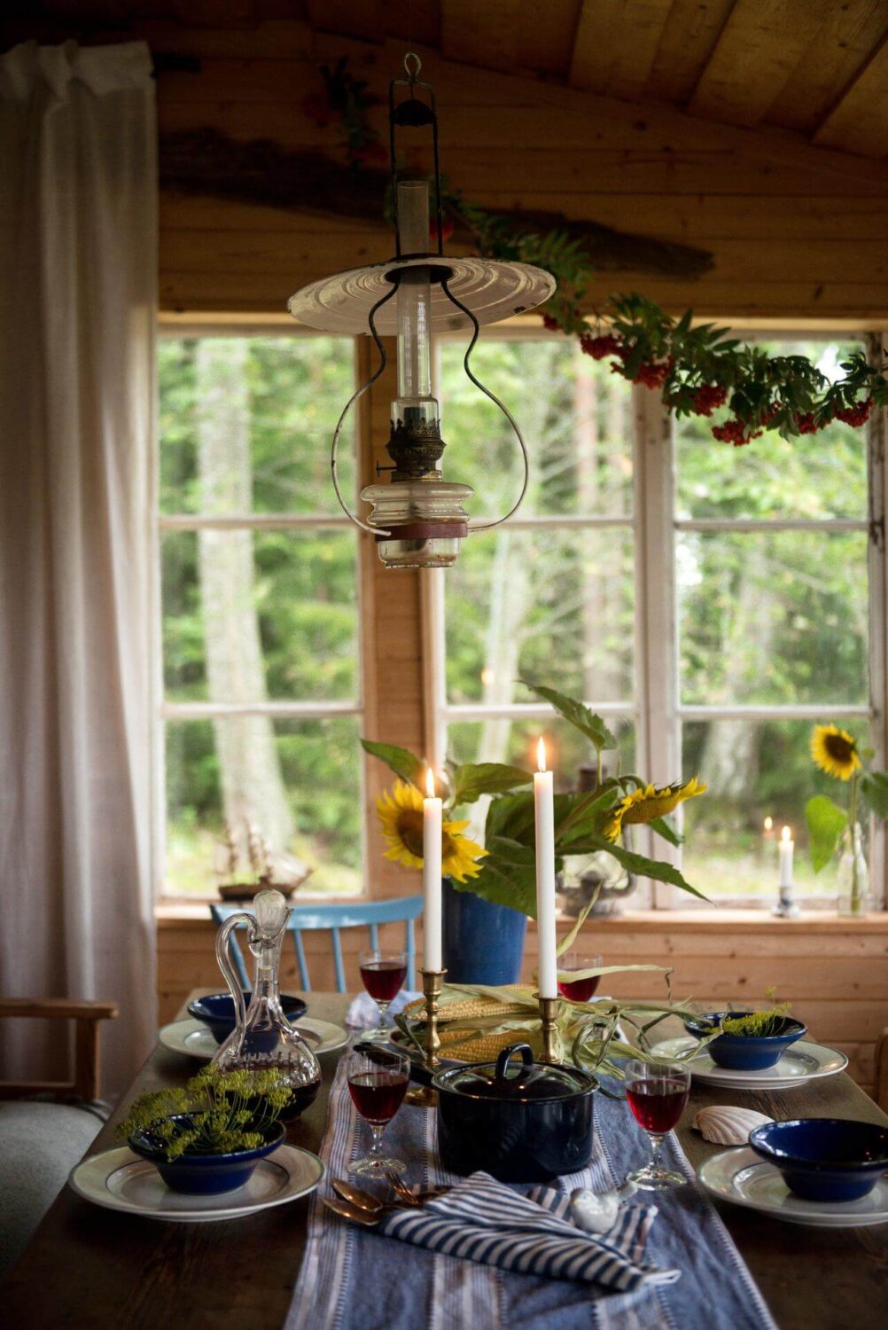A Traditional Summer House Cabin in Sweden 3 table setting traditional wooden summer cottage sweden nordroom