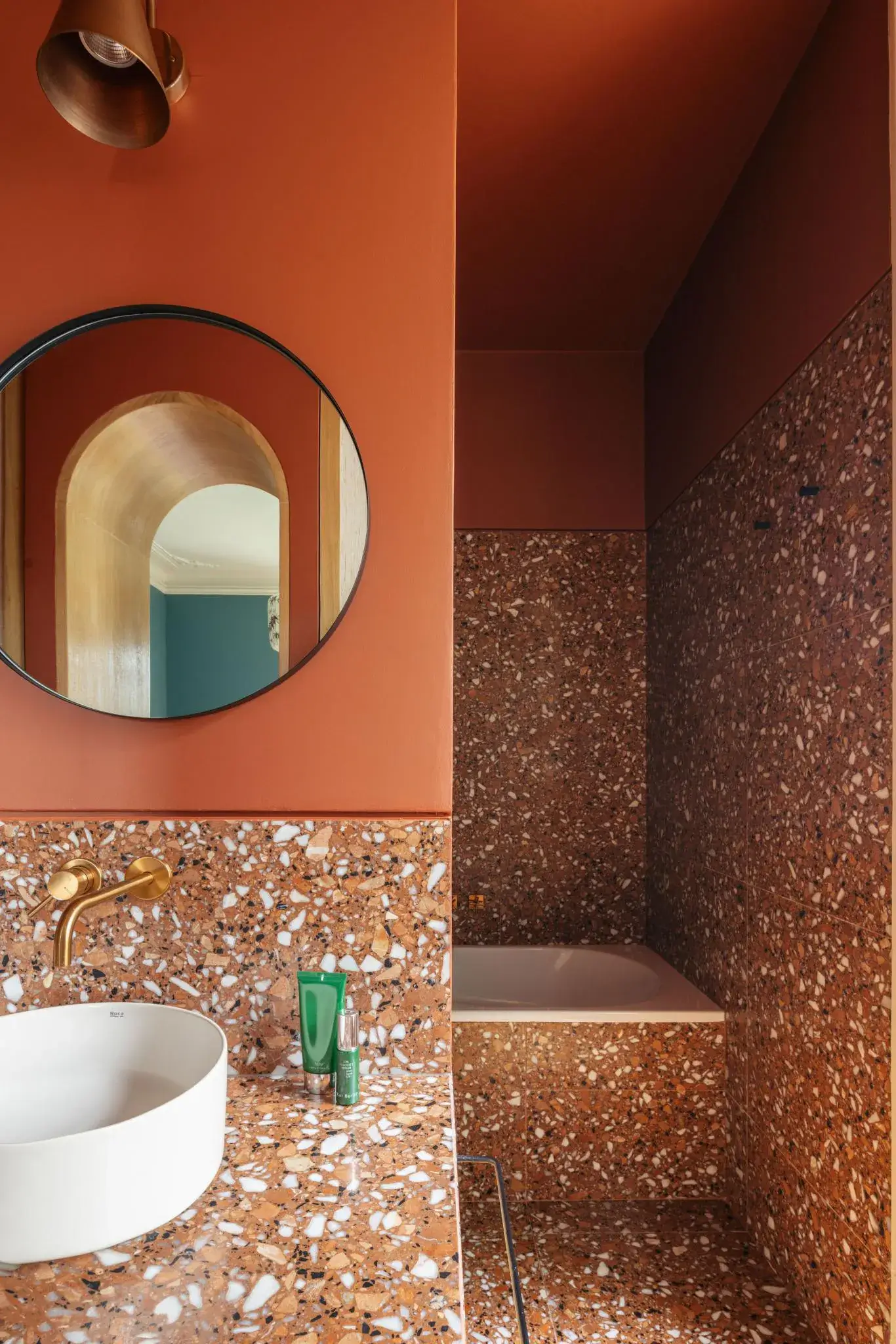 terracotta bathroom with terrazzo tiles nordroom