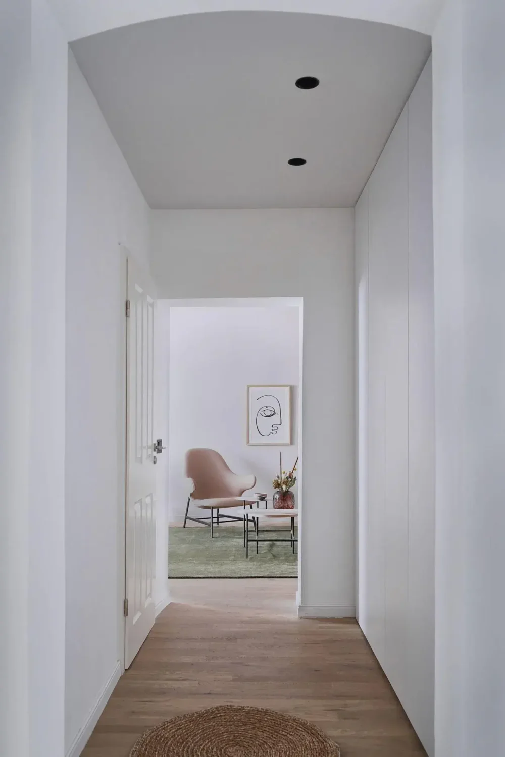 A Blue Kitchen in a Modern Design Apartment in Berlin 7 white hallway