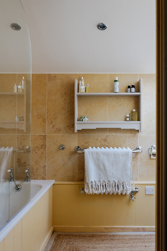 Ochre Yellow and Green Tones in a Cozy Welsh Cottage 24 yellow bathroom