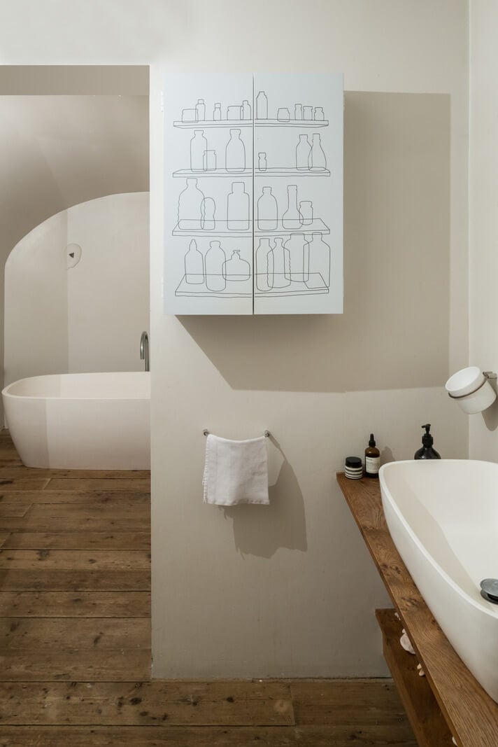 Heritage Colors and Original Details in a London Townhouse 21 bathroom with wooden floor