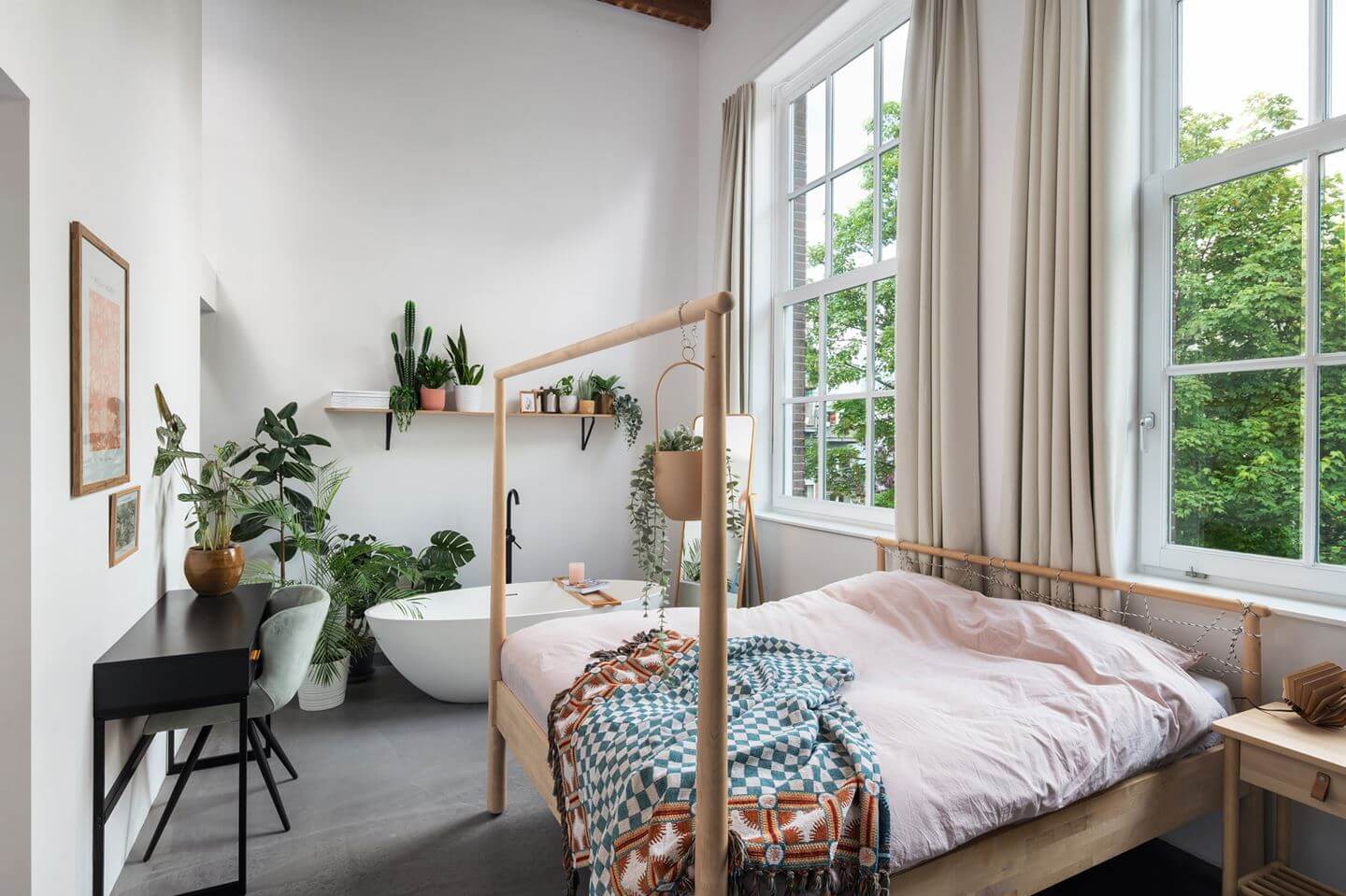 Loft Spaces in a Former School Conversion in Rotterdam 18 bedroom high ceilings ikea bed freestanding bath