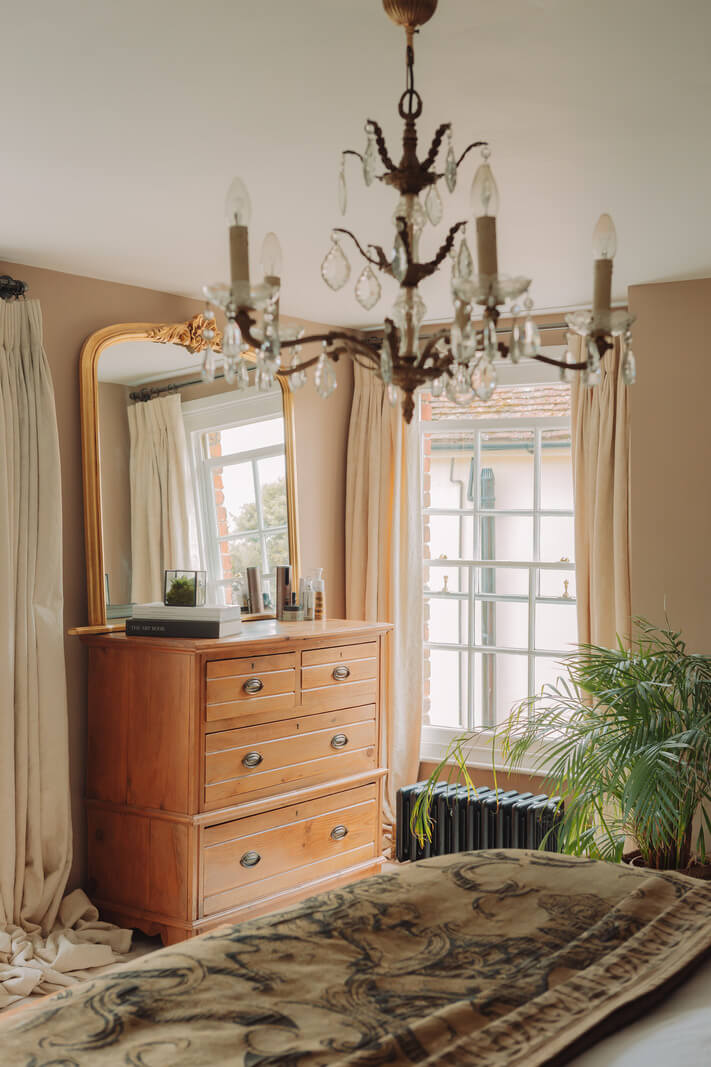 Colorful Rooms in an Elegant Georgian Home in England 10 bedroom with vintage dresser