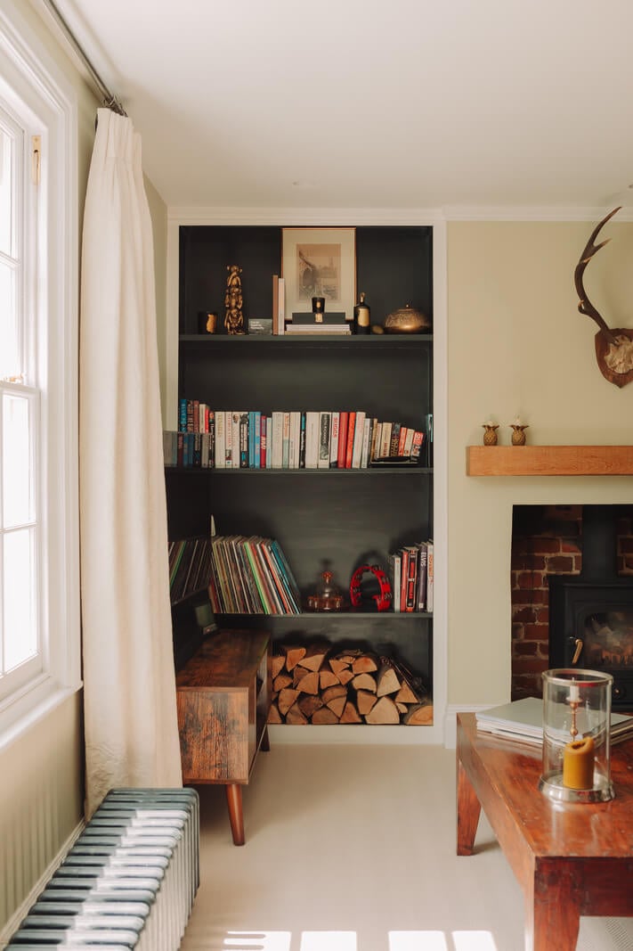 Colorful Rooms in an Elegant Georgian Home in England 3 black painted built in shelves