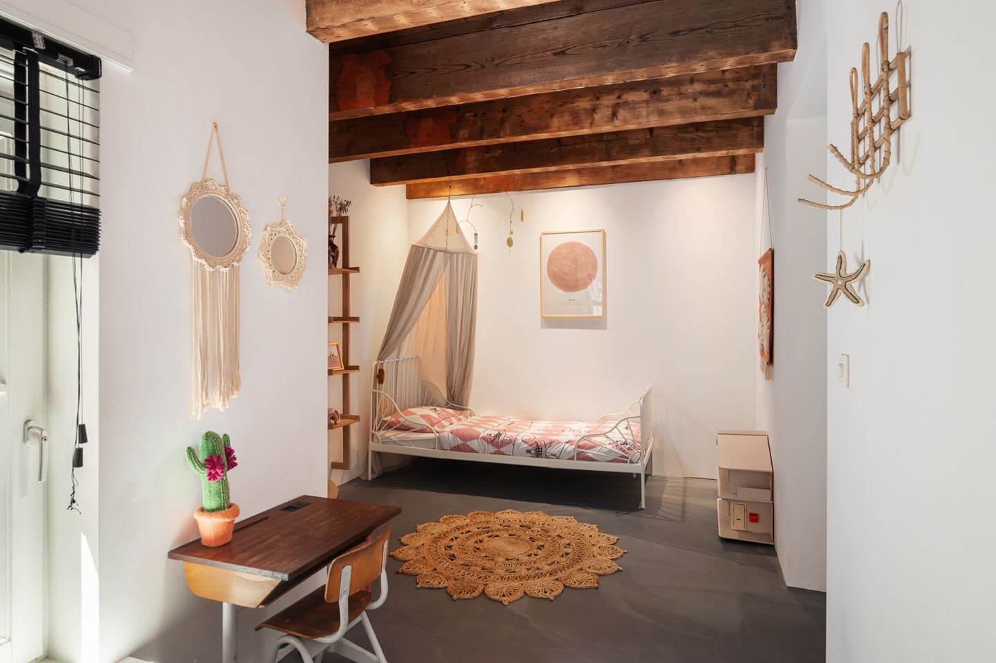 Loft Spaces in a Former School Conversion in Rotterdam 26 children bedroom exposed wooden beams