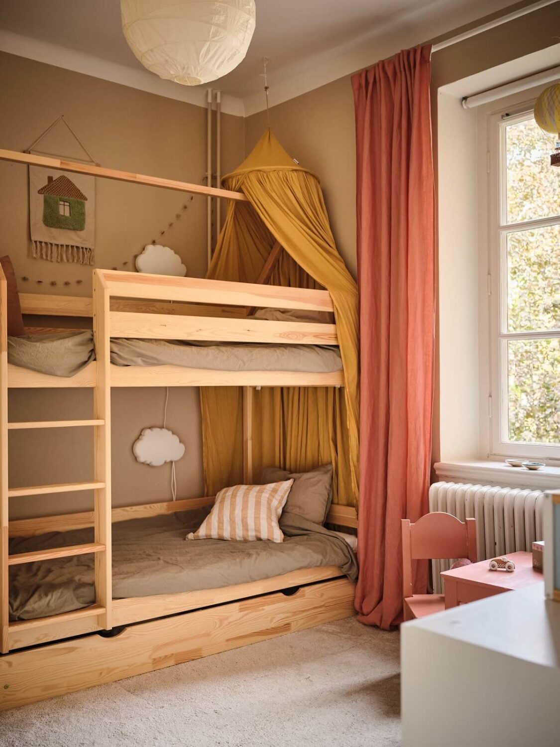 A Light Apartment with a Sage Green Kitchen 14 children bedroom with bunk beds A Light Apartment with a Sage Green Kitchen