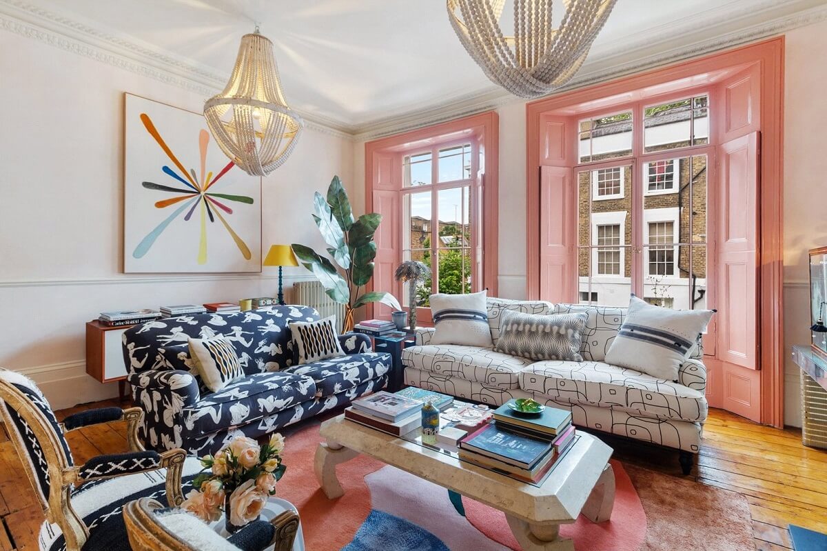 Limewash Paint and Artisan Wallpaper in a London Townhouse 4 colorful living room