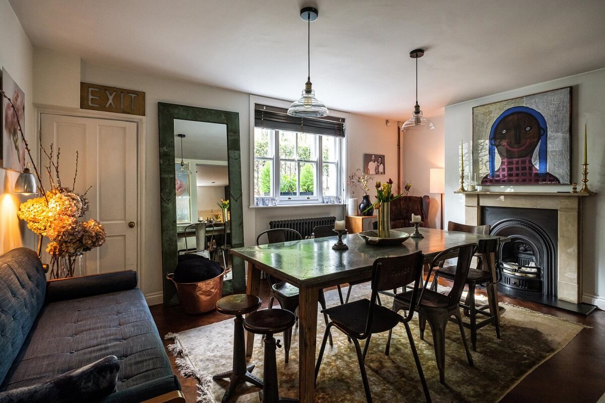 Moody Gray Tones and Period Details in a Victorian Townhouse 11 dining room