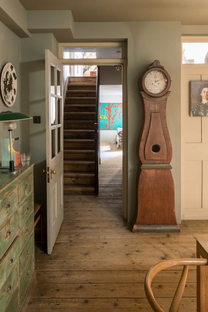 Heritage Colors and Original Details in a London Townhouse 7 dining room with wooden floor