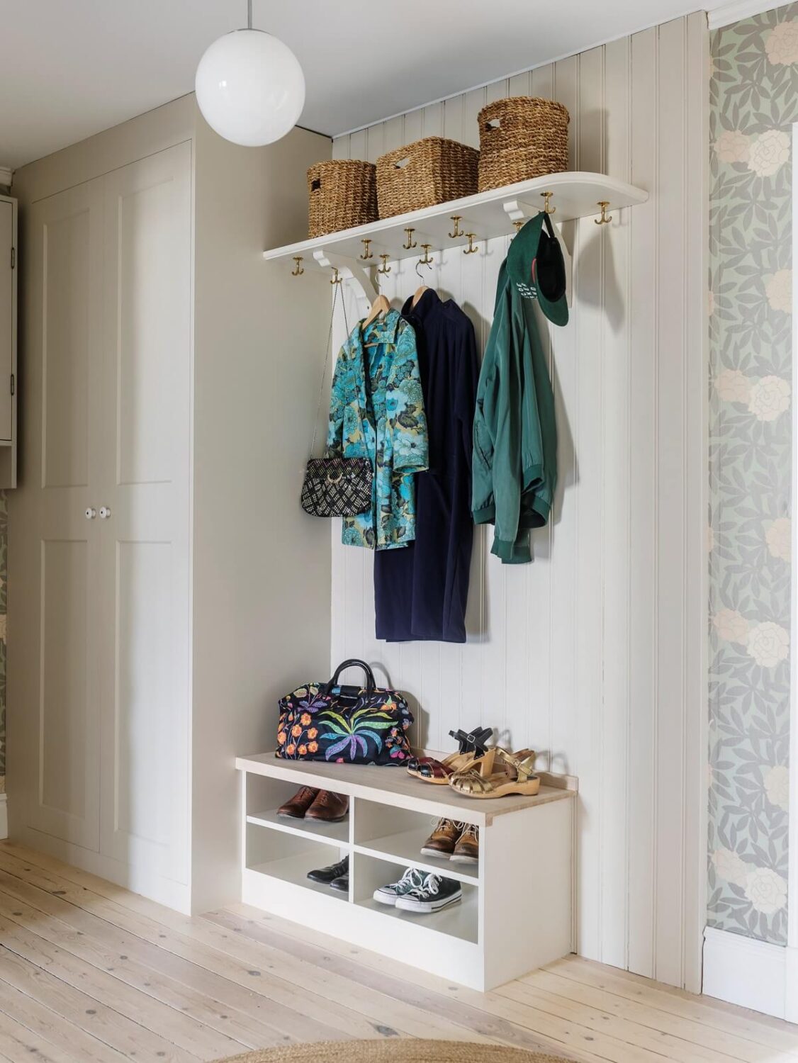 A Light Atmosphere and Wallpapers in a Swedish Apartment 28 entry storage cabinets A Light Atmosphere and Wallpapers in a Swedish Apartment