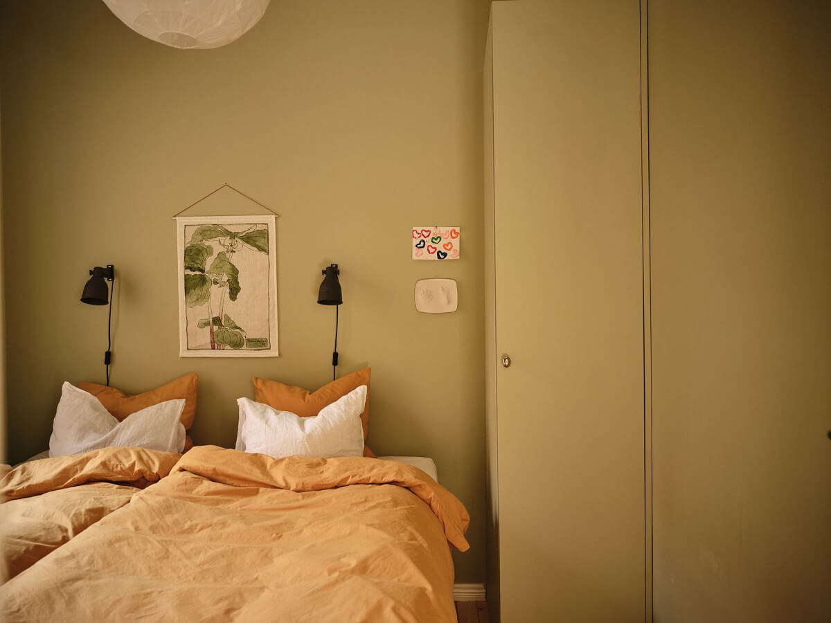 A Light Apartment with a Sage Green Kitchen 13 green bedroom A Light Apartment with a Sage Green Kitchen
