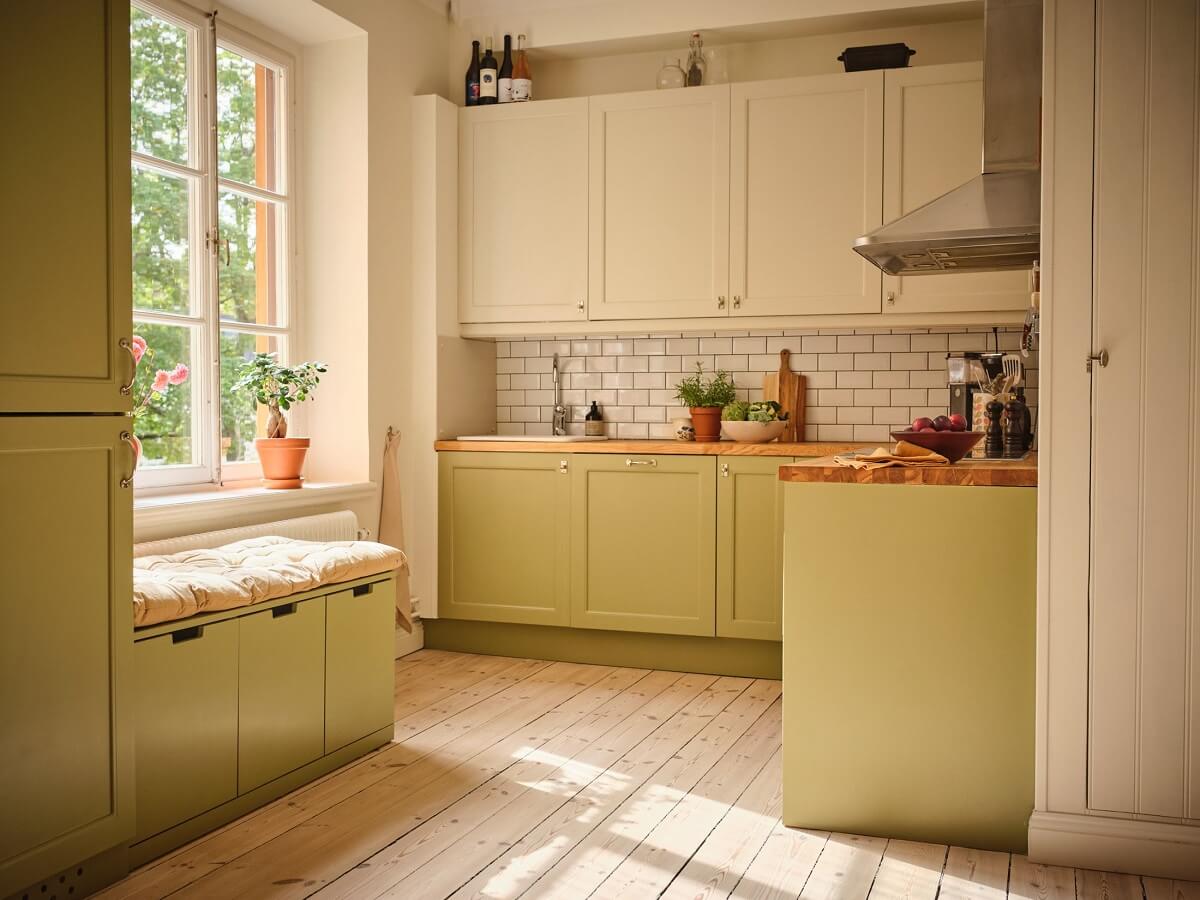 A Light Apartment with a Sage Green Kitchen 6 green kitchen 1 A Light Apartment with a Sage Green Kitchen