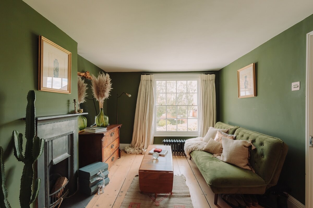 Colorful Rooms in an Elegant Georgian Home in England 13 green living room