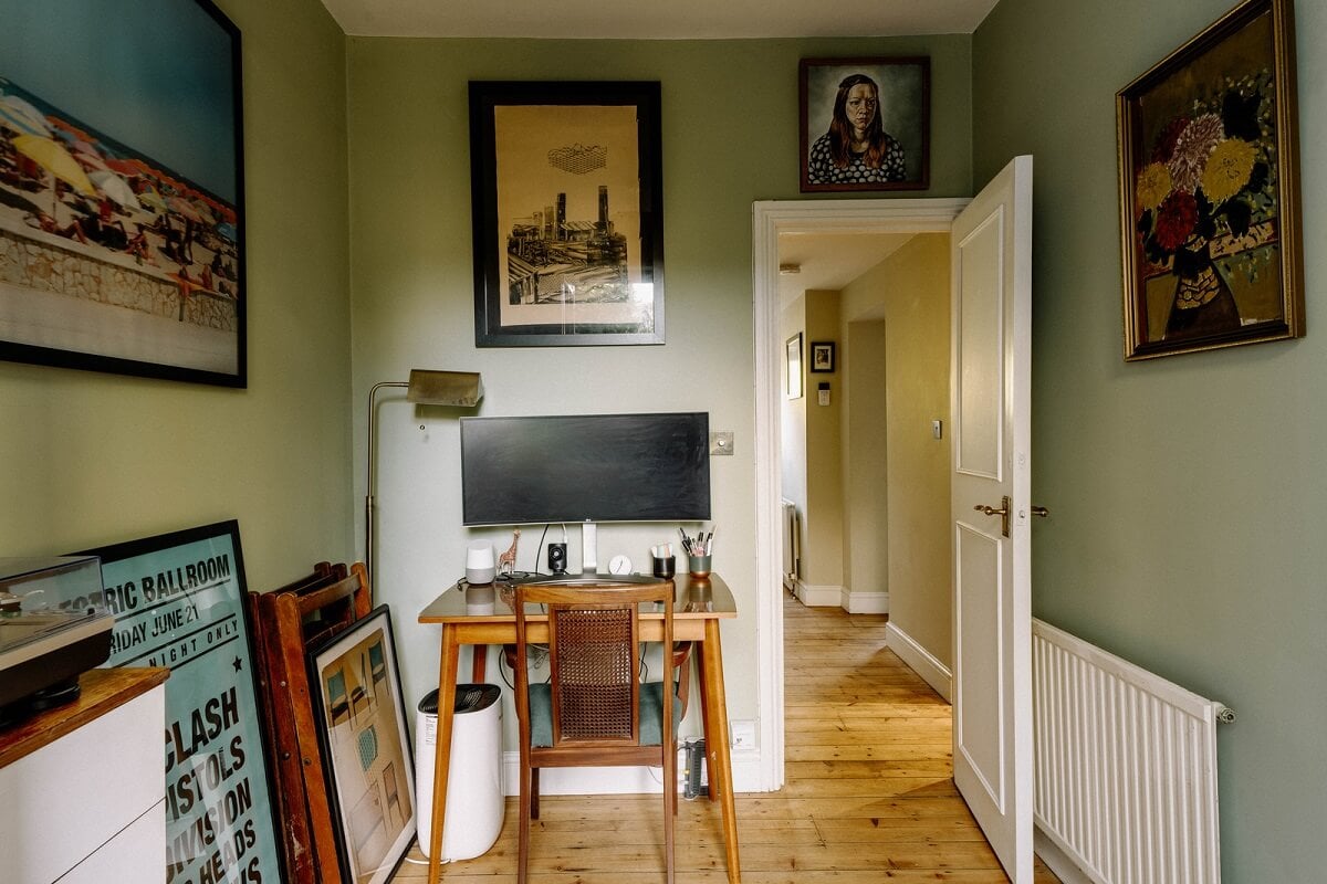 A Charming Apartment in a Victorian Villa 13 home office green walls A Charming Apartment in a Victorian Villa