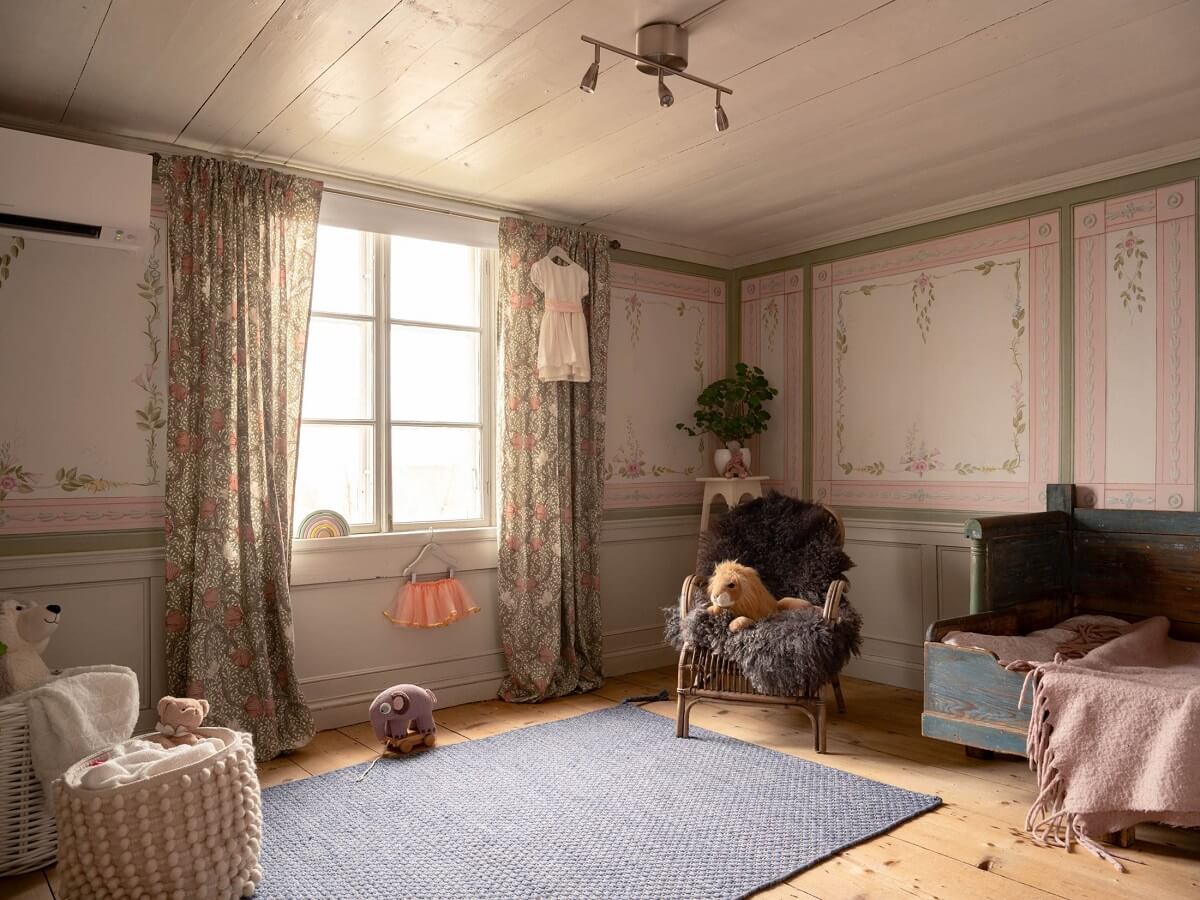 Original Character and Grand Rooms in a Swedish Country House 28 kids bedroom with romantic walls