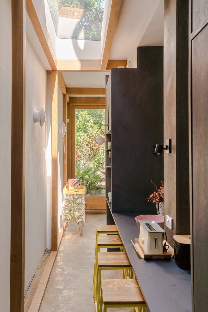 A London Home with an Oak-Framed Glazed Extension 10 kitchen bar seating