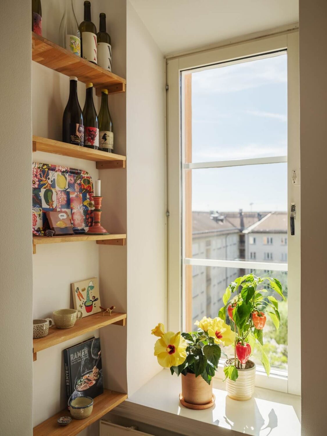 A Light Apartment with a Sunny Balcony 9 kitchen shelves