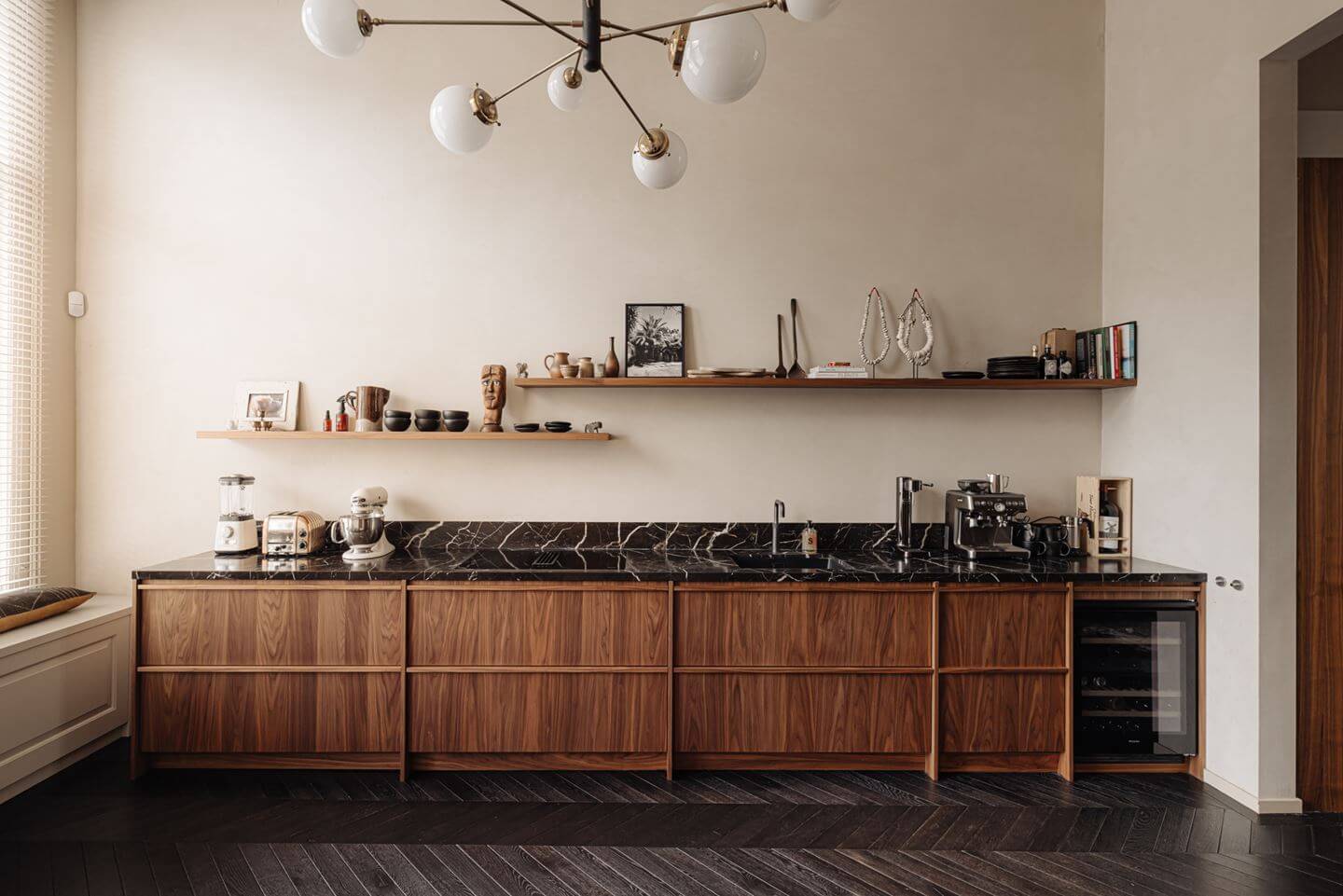 A Luxurious Apartment in an Amsterdam Canal House 6 kitchen with chevron floor