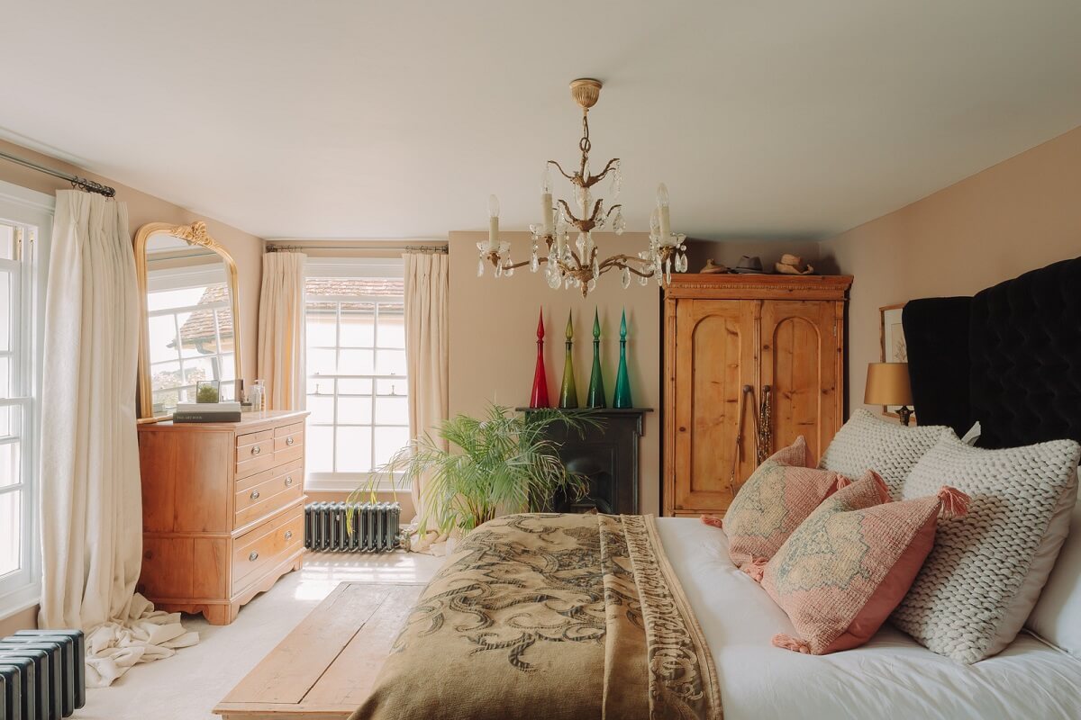 Colorful Rooms in an Elegant Georgian Home in England 12 light pink bedroom