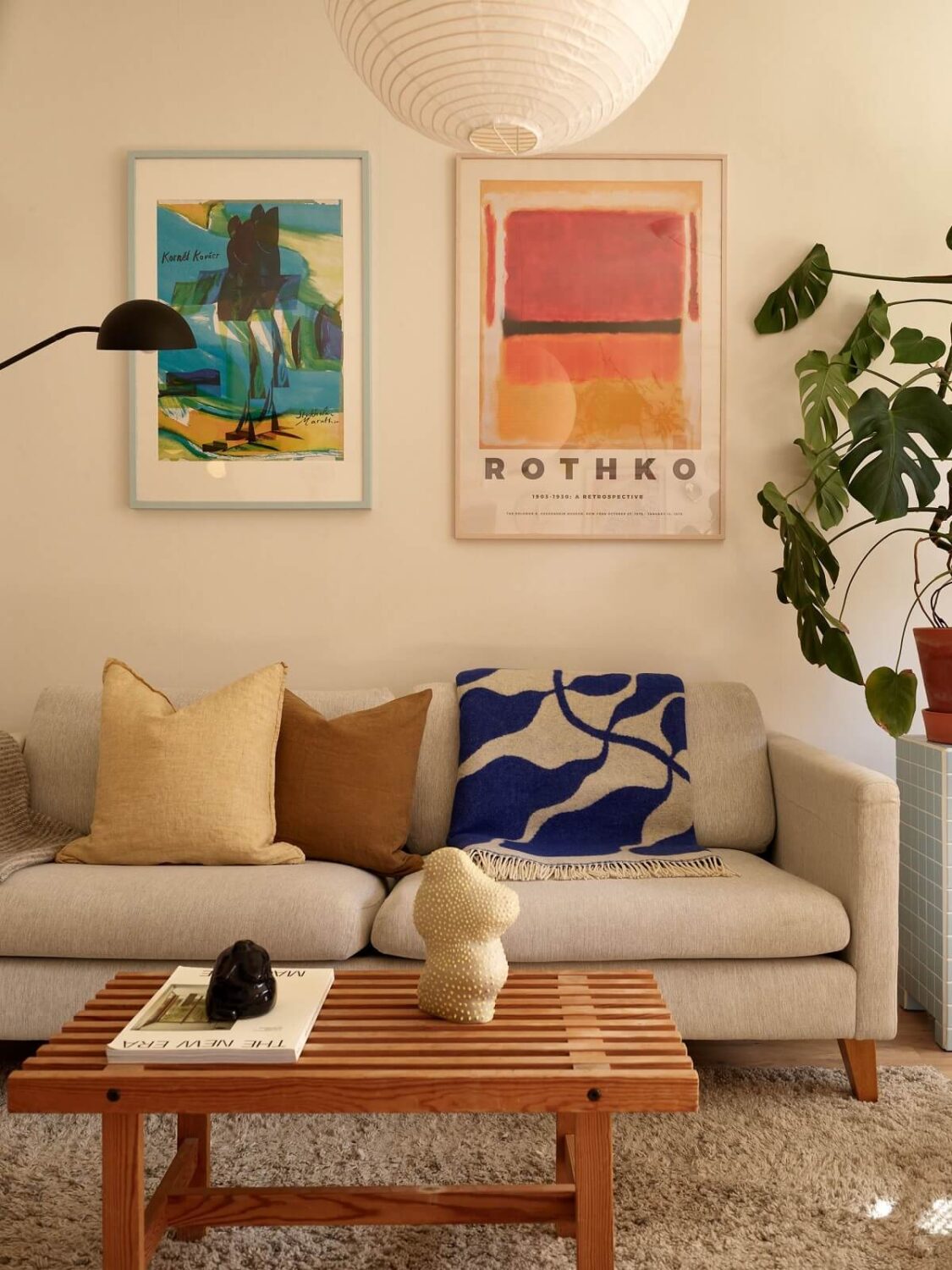 A Small Light Filled Apartment with Plants and Color 4 light scandi living room