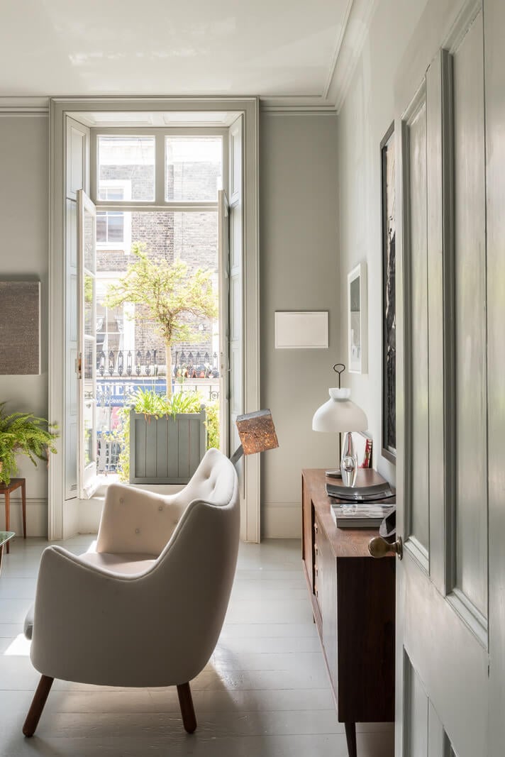 Heritage Colors and Original Details in a London Townhouse 5 living room with french doors