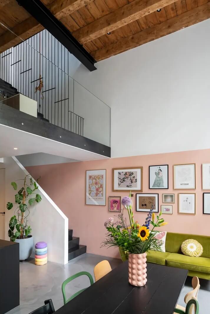 Loft Spaces in a Former School Conversion in Rotterdam 2 loft style living space with wooden ceiling