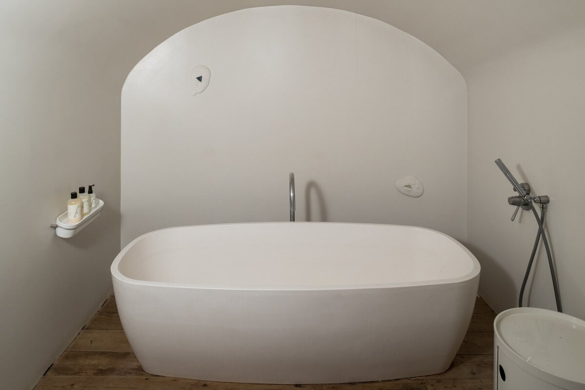 Heritage Colors and Original Details in a London Townhouse 20 modern bath in bathroom with wooden floor